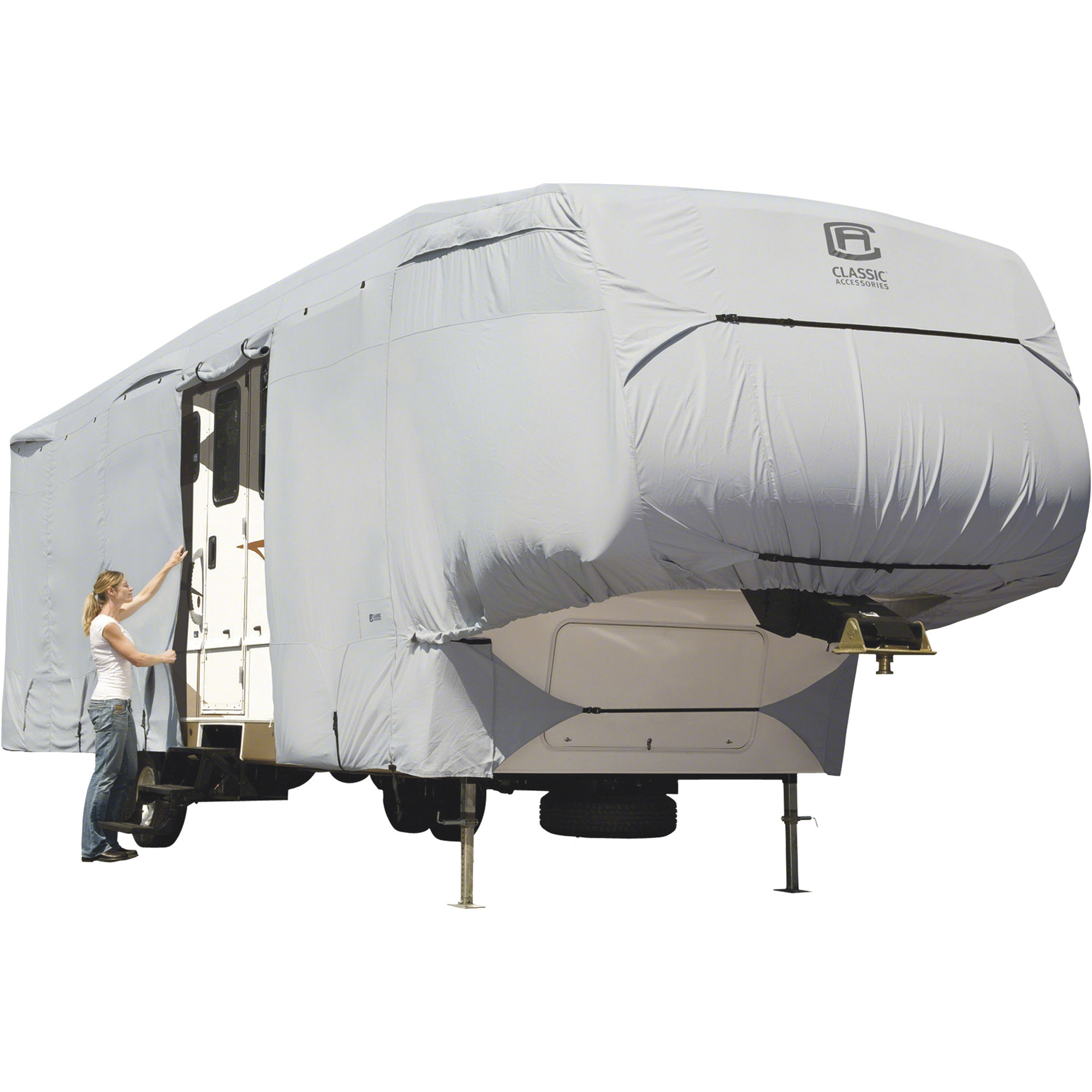 Classic Accessories PermaPRO 5th Wheel Extra Tall RV Cover, Gray, Fits 29ft.L-33ft.L x 135in.Tall 5th Wheel RVs, Model# 80-318-171001-RT
